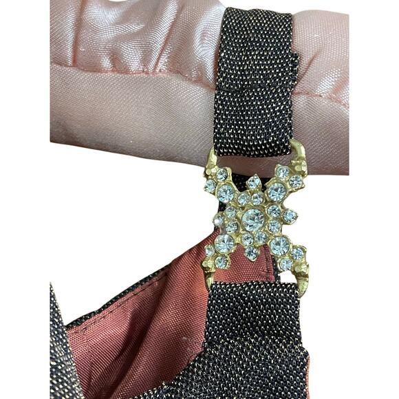 Cache Vintage Bronze Sparkle Square Neckline Party Dress w Scarf 3/4 - Picture 9 of 12